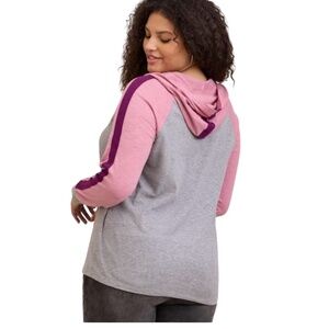 NWT Torrid Plus Grey Vintage Supersoft Slub Varsity Stripe Hoodie Size 0 (12)